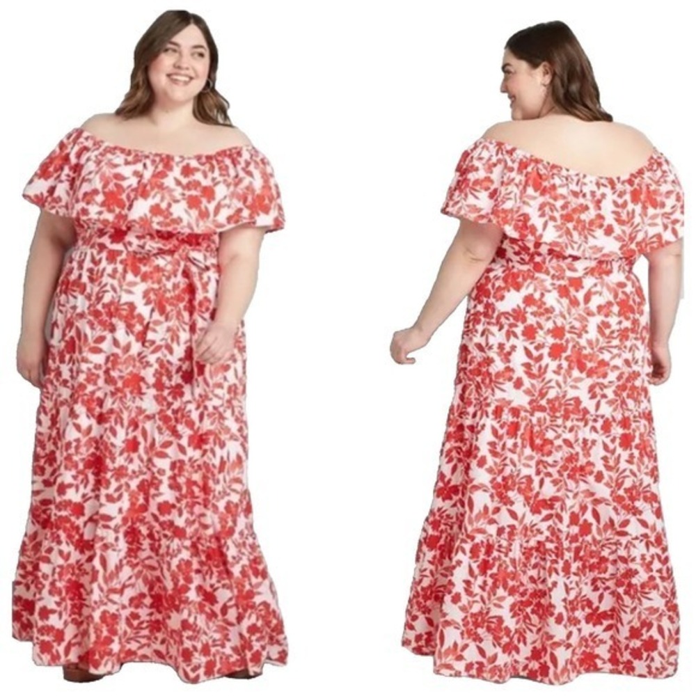 Lane Bryant Sz 14/16 Ruffle Floral Maxi Summer Boho‎ Cottage Romantic Feminine